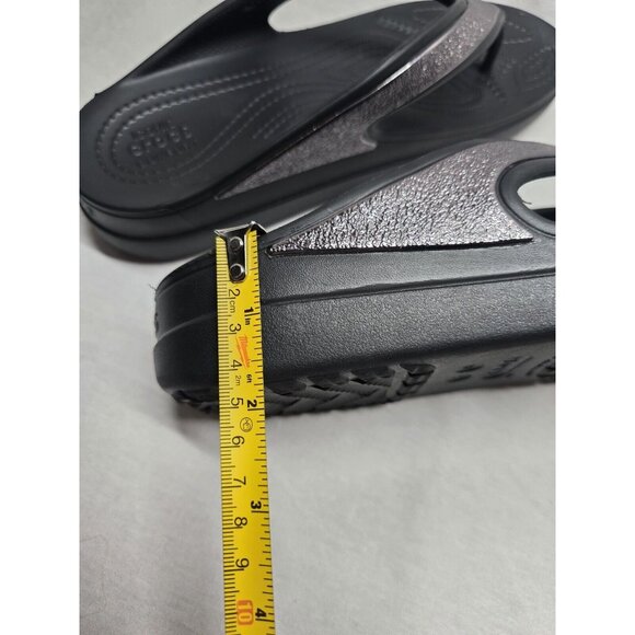 Crocs Shoes Womens Size 9 Sloane Black Silver Comfort Flip Flops Thong Sandals - Picture 6 of 7